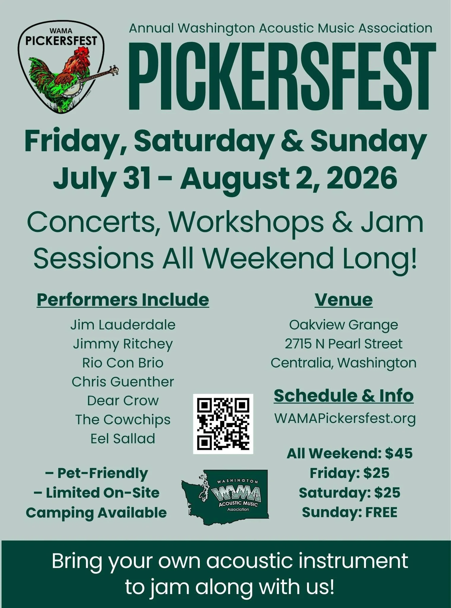 2026 Washington Acoustic Music Association’s (WAMA) PickersFest