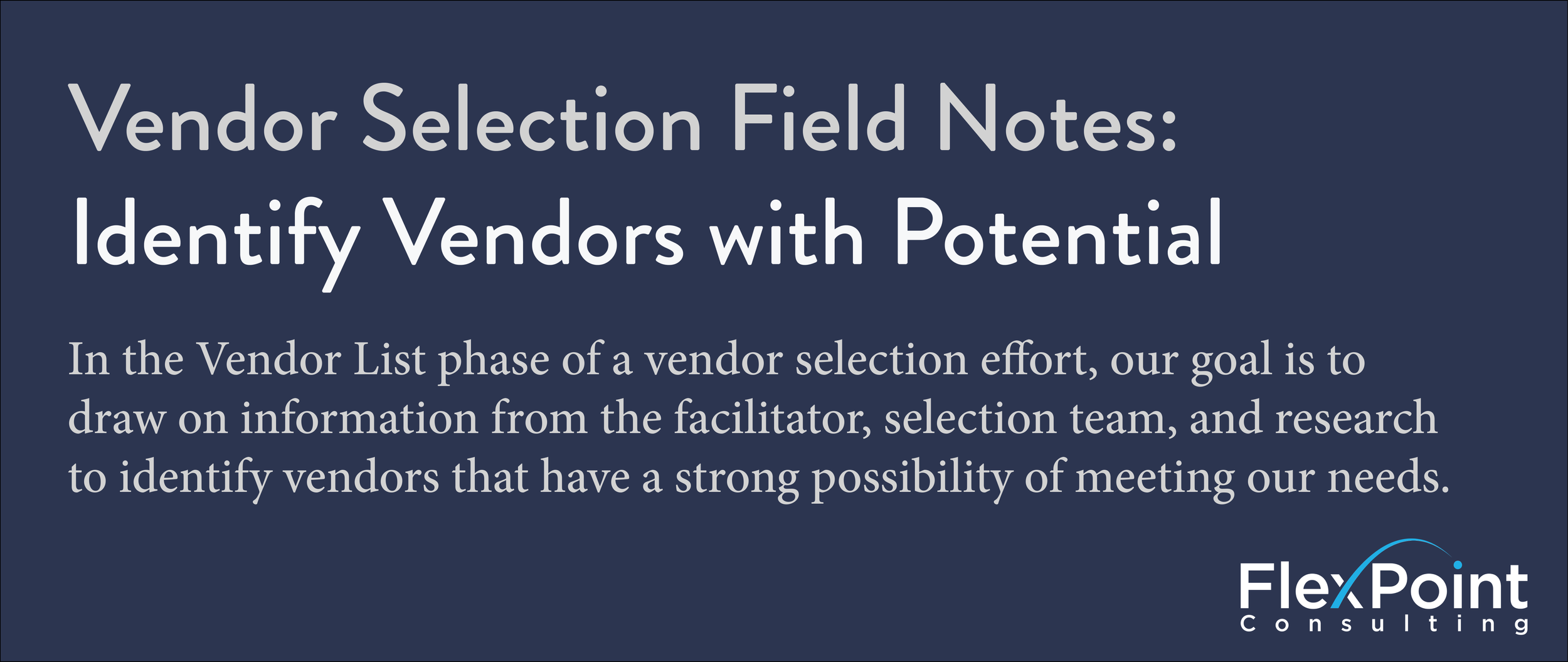Identify Vendors with Potential
