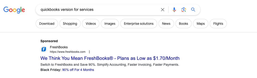 Freshbooks Excellent Paid Advertising Example