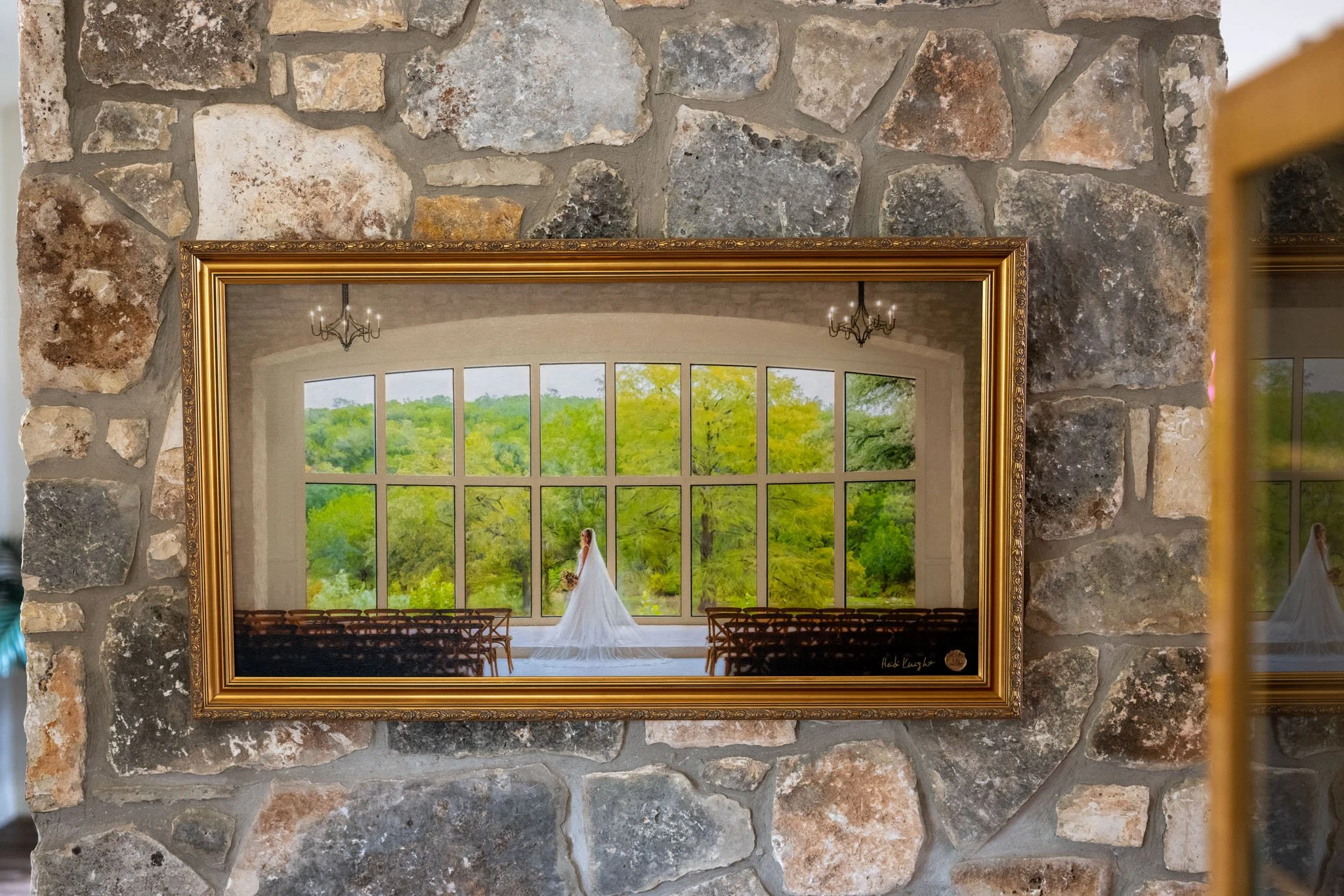 a large installed bridal portrait by Heidi Knight Fine Art of Wimberley TX