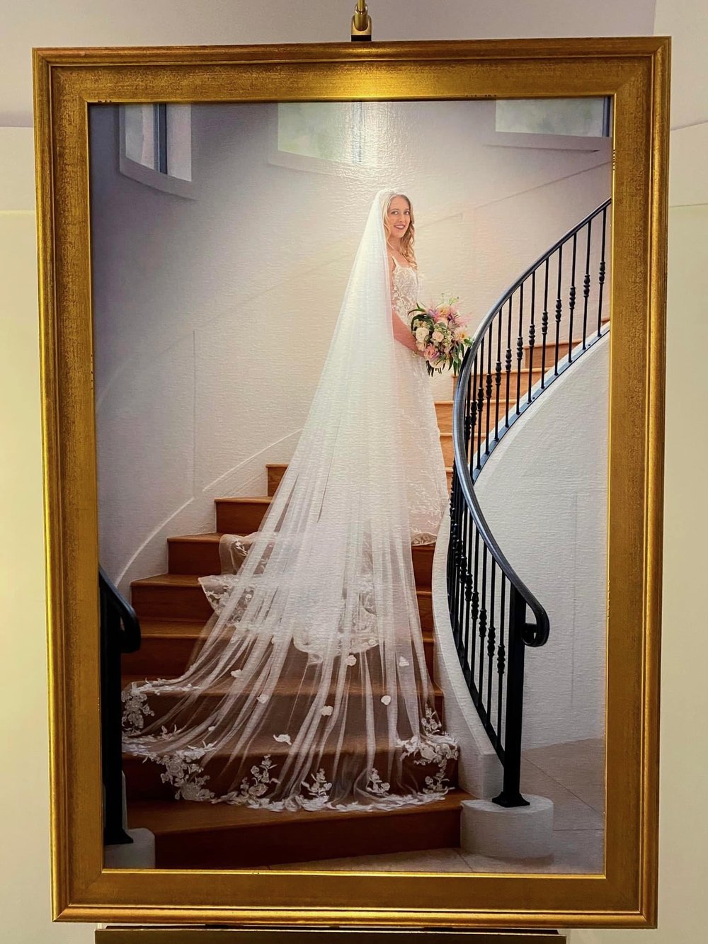 framed bridal portrait at wedding