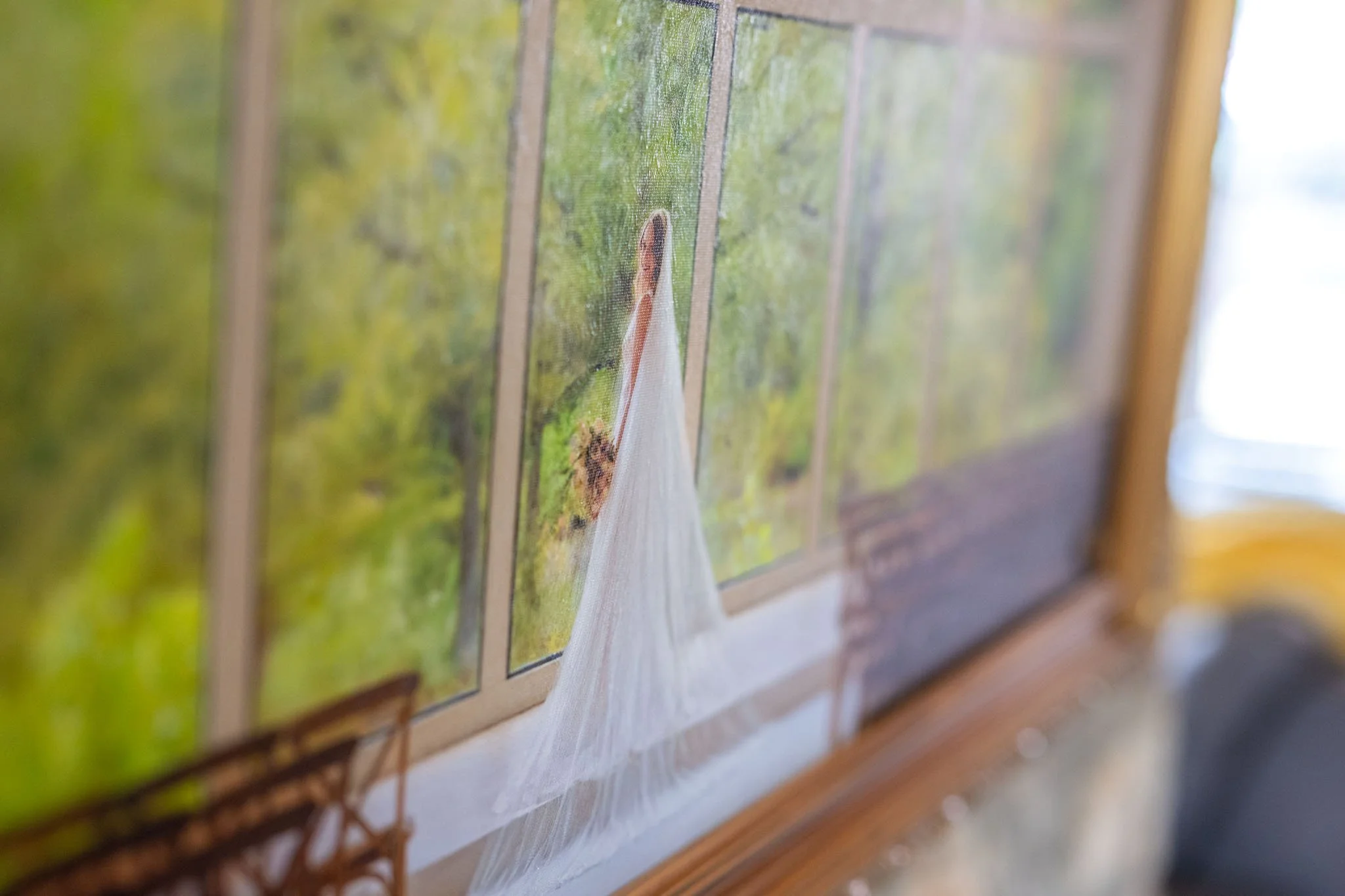 Close-up detail showing texture and hand embellishment on original portrait artwork.