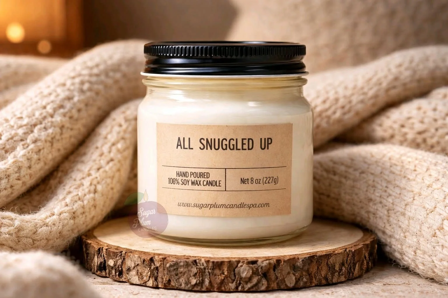 8oz Mason Jar Soy Wax Candle: All Snuggled Up