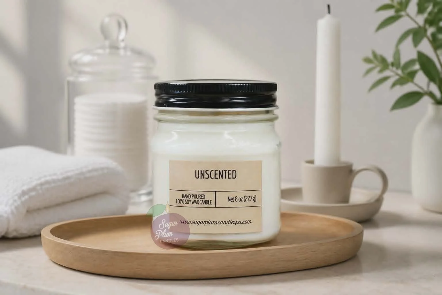 8oz Mason Jar Soy Wax Candle: No Scent