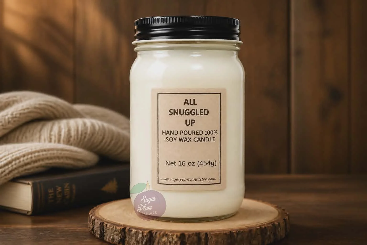 16oz Mason Jar Soy Wax Candle: All Snuggled Up