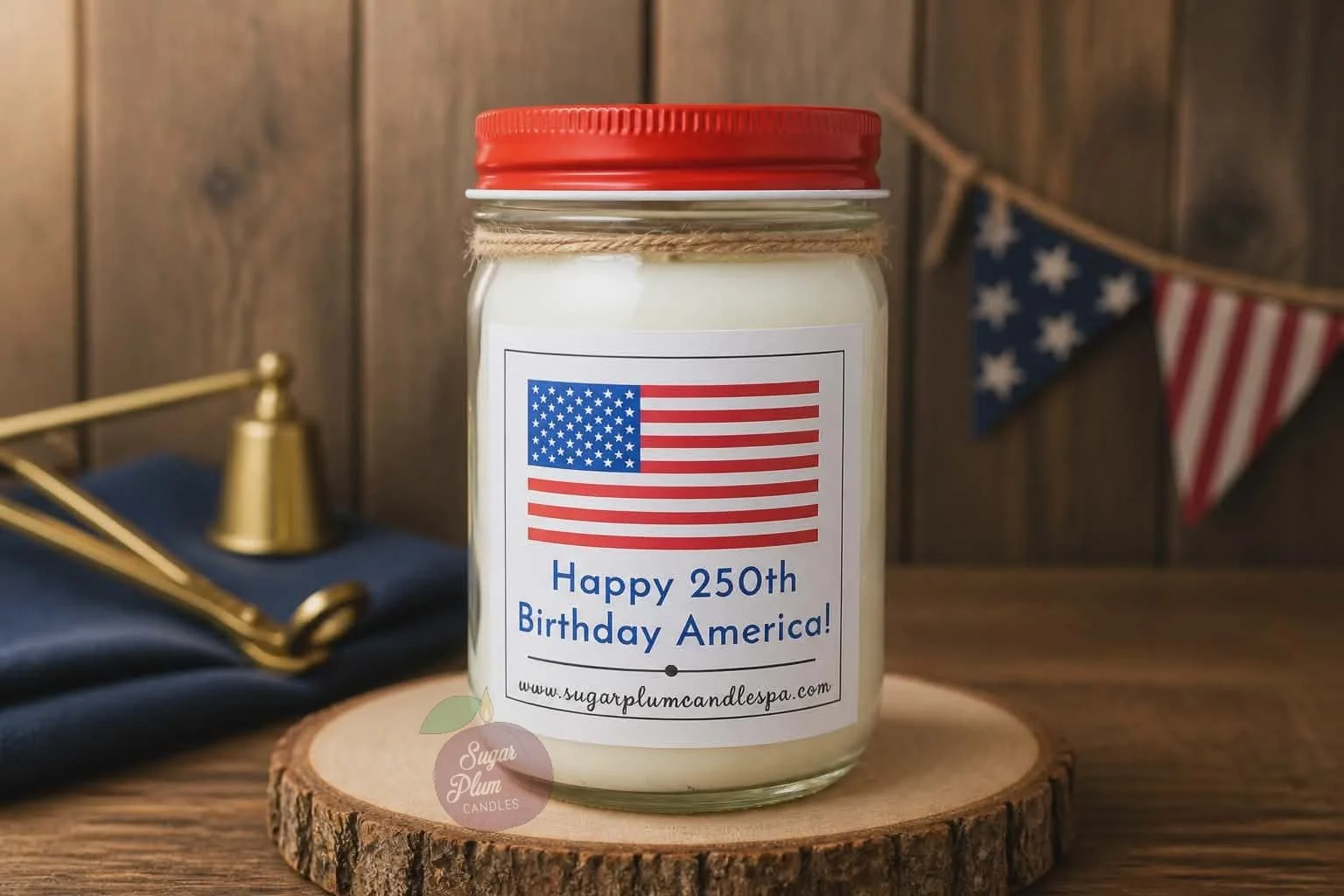 "Happy 250th America": 12oz Fun Label, Soy Wax Candle