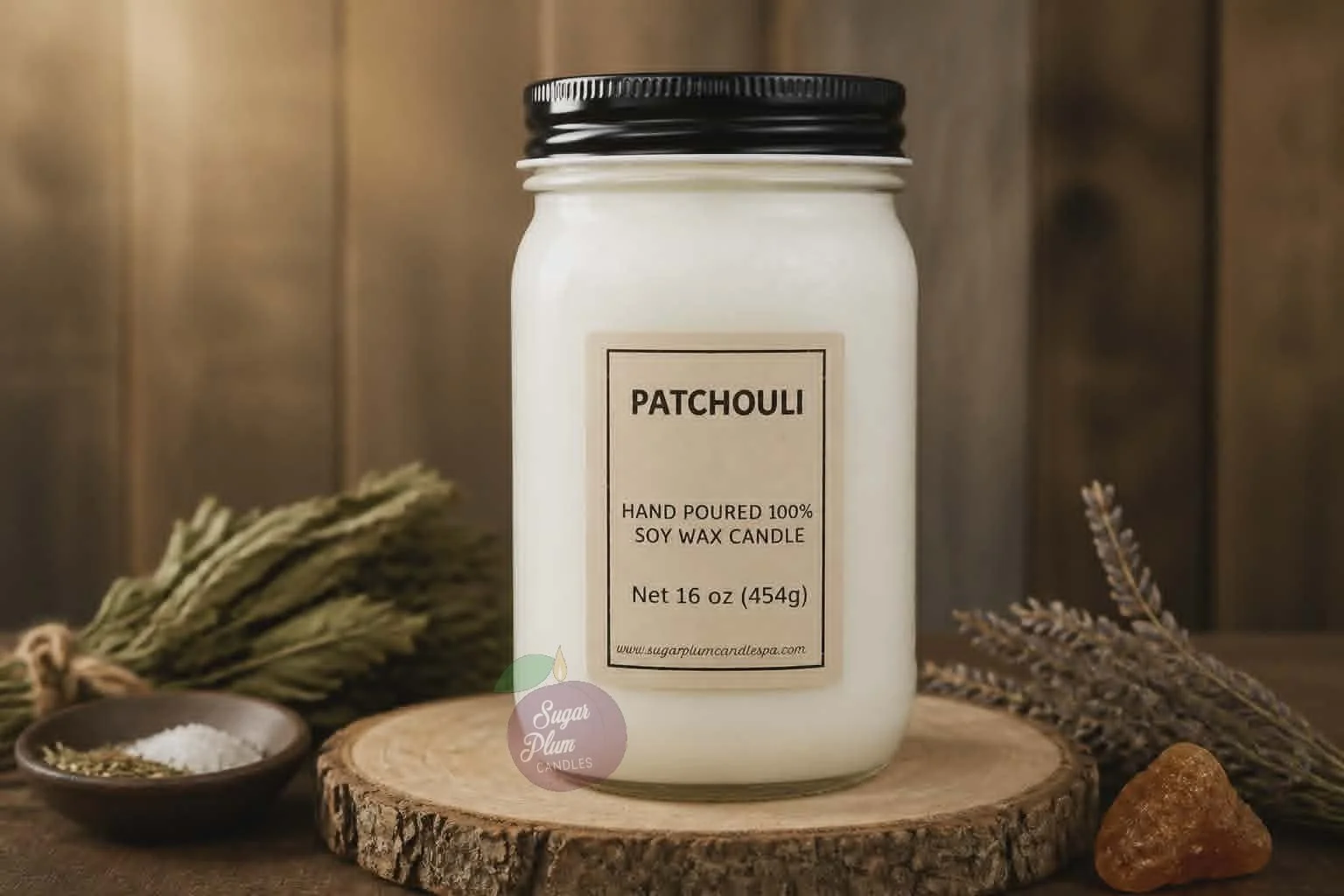 16oz Mason Jar Soy Wax Candle: Patchouli