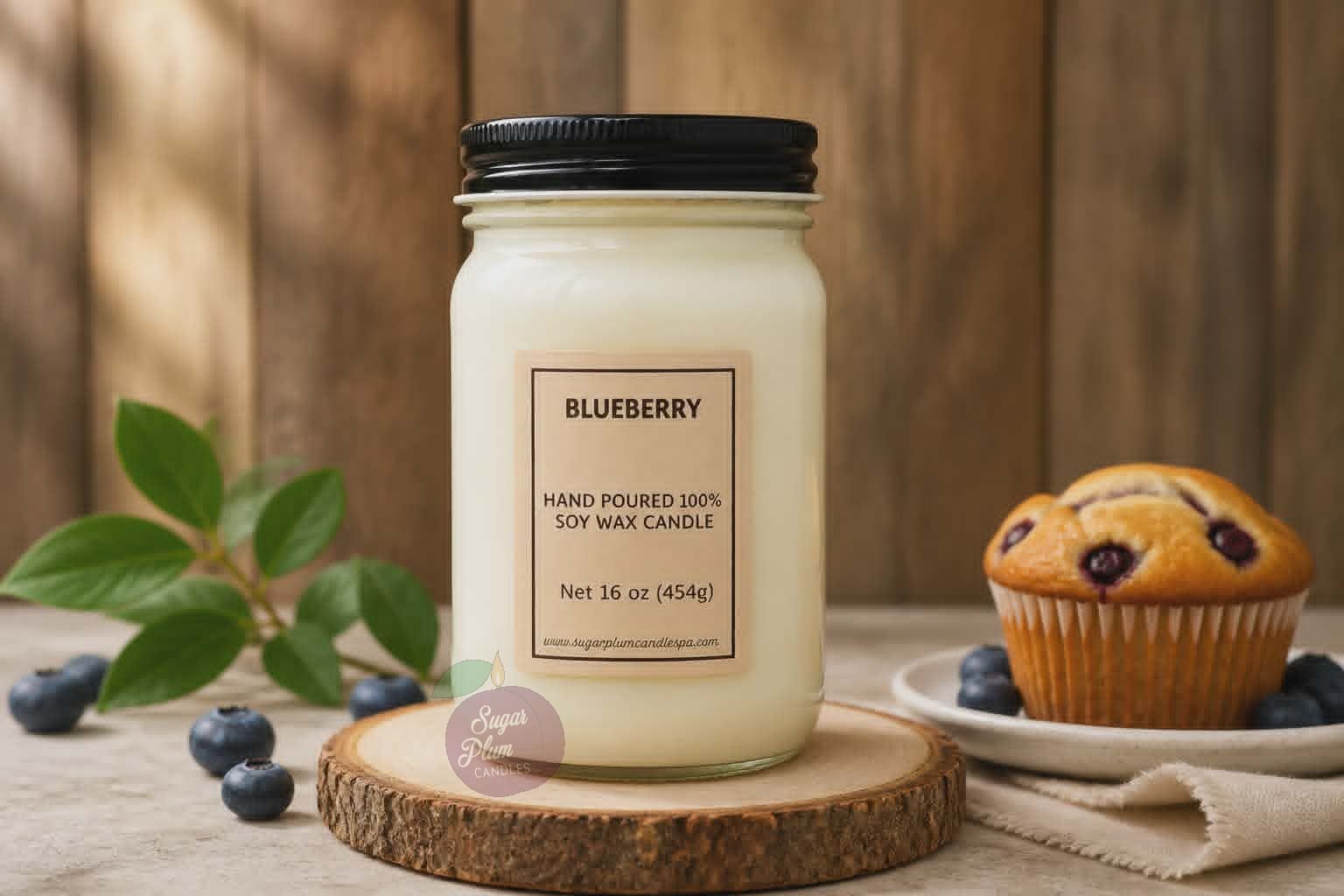 16oz Mason Jar Soy Wax Candle: Blueberry