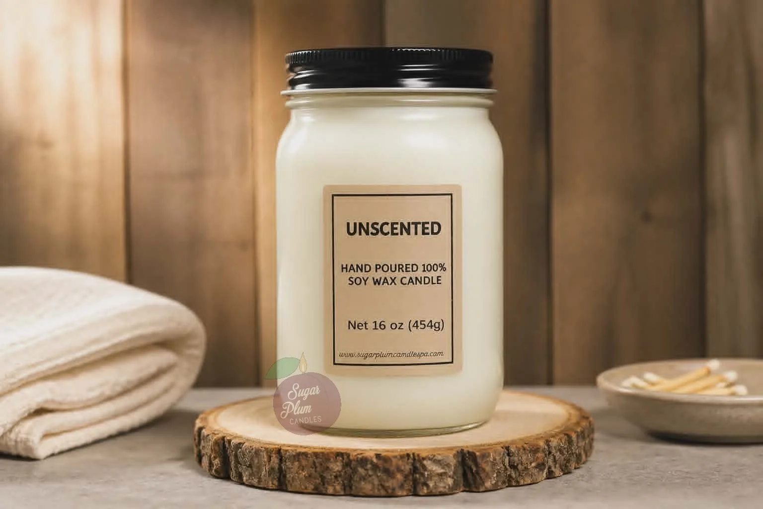 16oz Mason Jar Soy Wax Candle: No Scent added