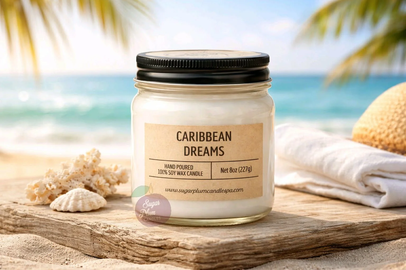 8oz Mason Jar Soy Wax Candle: Caribbean Dreams