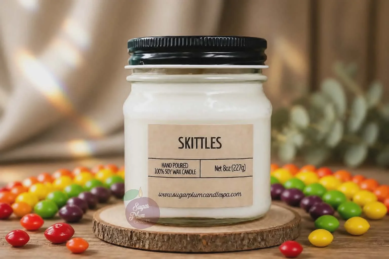 8oz Mason Jar Soy Wax Candle: Skittles