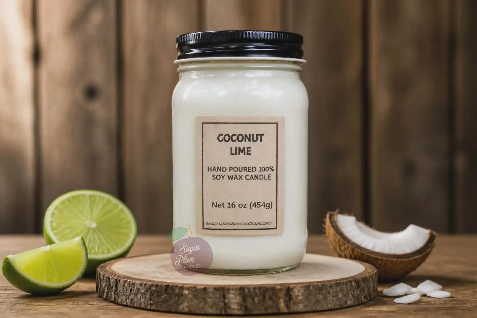 16oz Mason Jar Soy Wax Candle: Coconut Lime