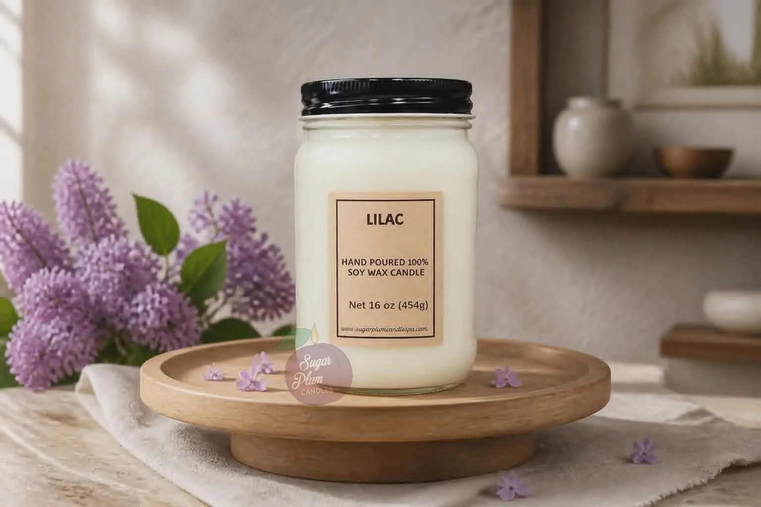 16oz Mason Jar Soy Wax Candle: Lovely Lilac