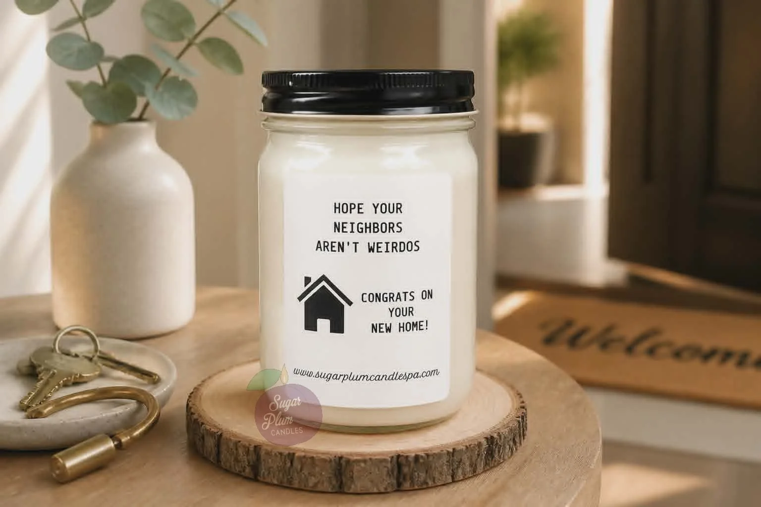 "New Home": 12oz Fun Label, Soy Wax Candle