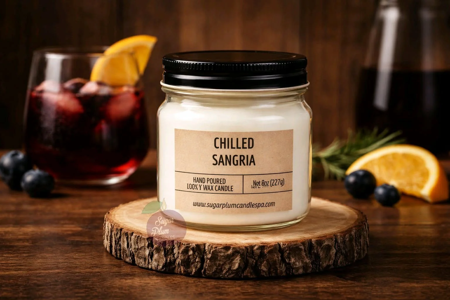8oz Mason Jar Soy Wax Candle: Chilled Sangria