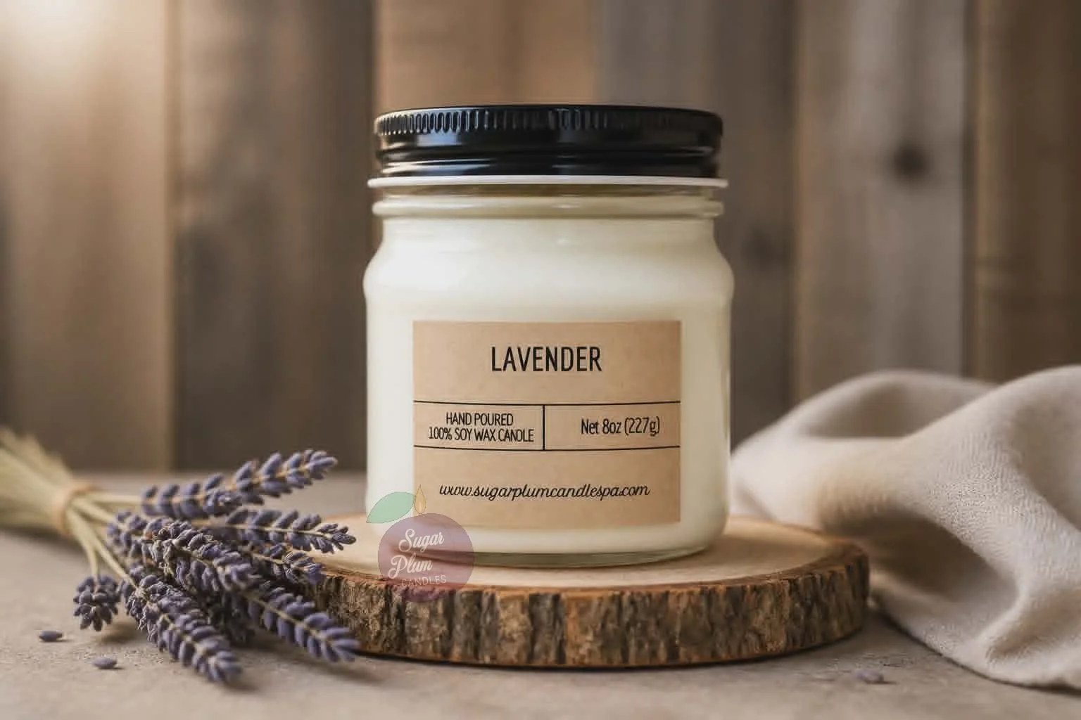 8oz Mason Jar Soy Wax Candle: Lavender