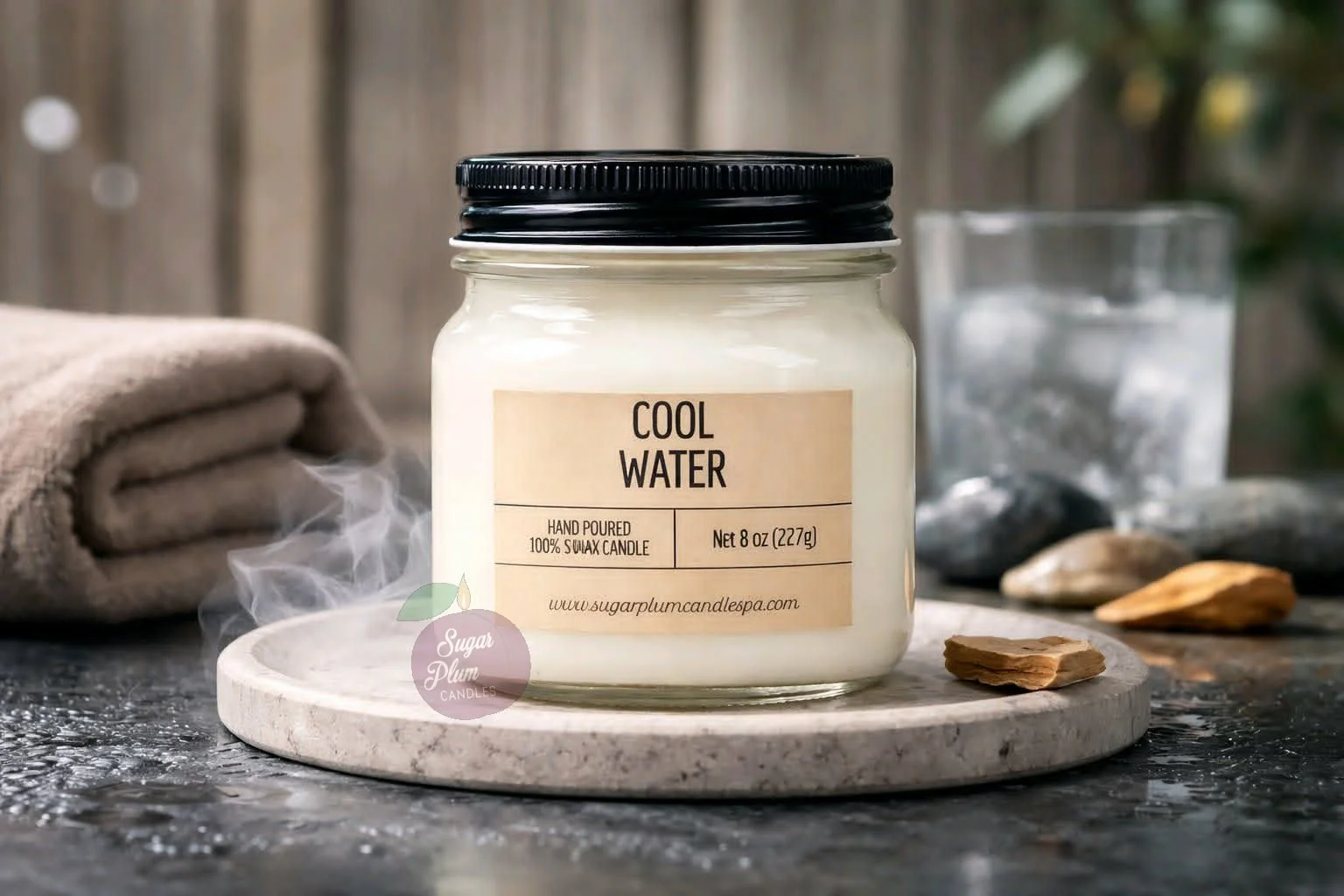8oz Mason Jar Soy Wax Candle: Cool Water