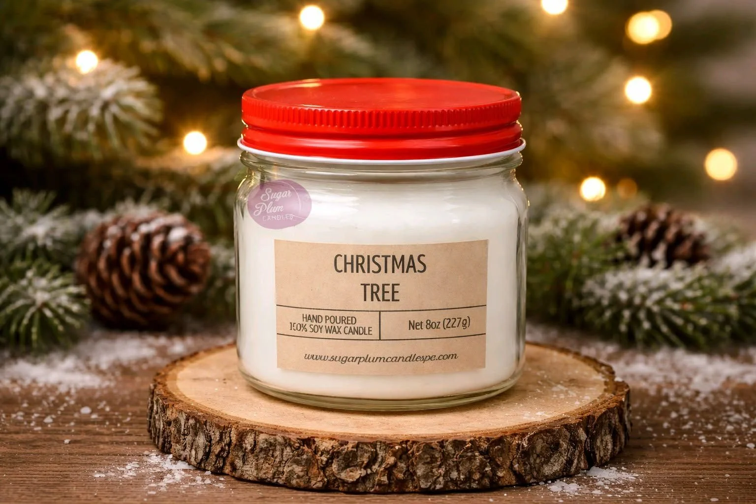 8oz Mason Jar Soy Wax Candle: Christmas Tree