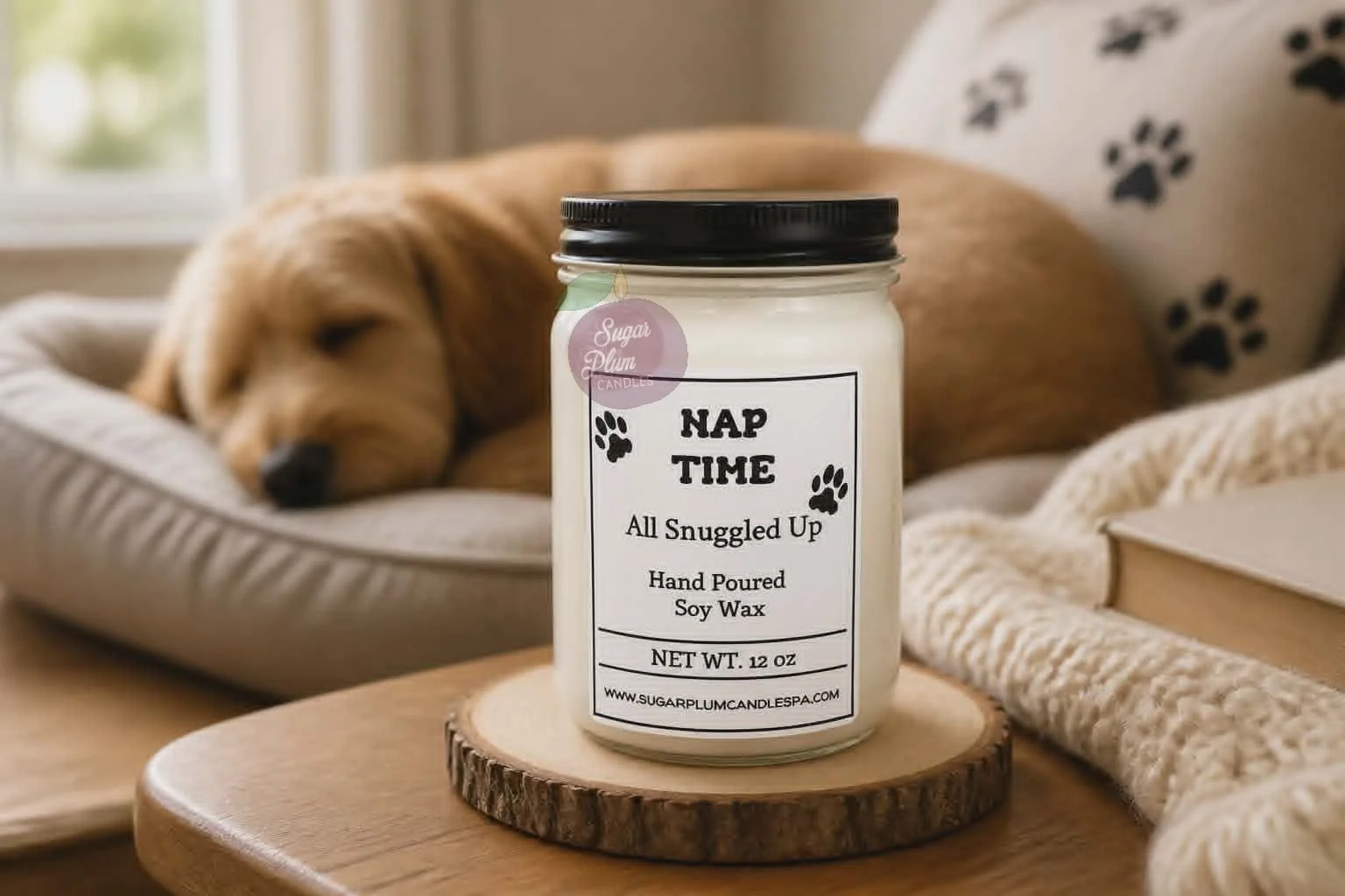 All Snuggled Up: 12oz Pet Themed, Soy Wax Candle