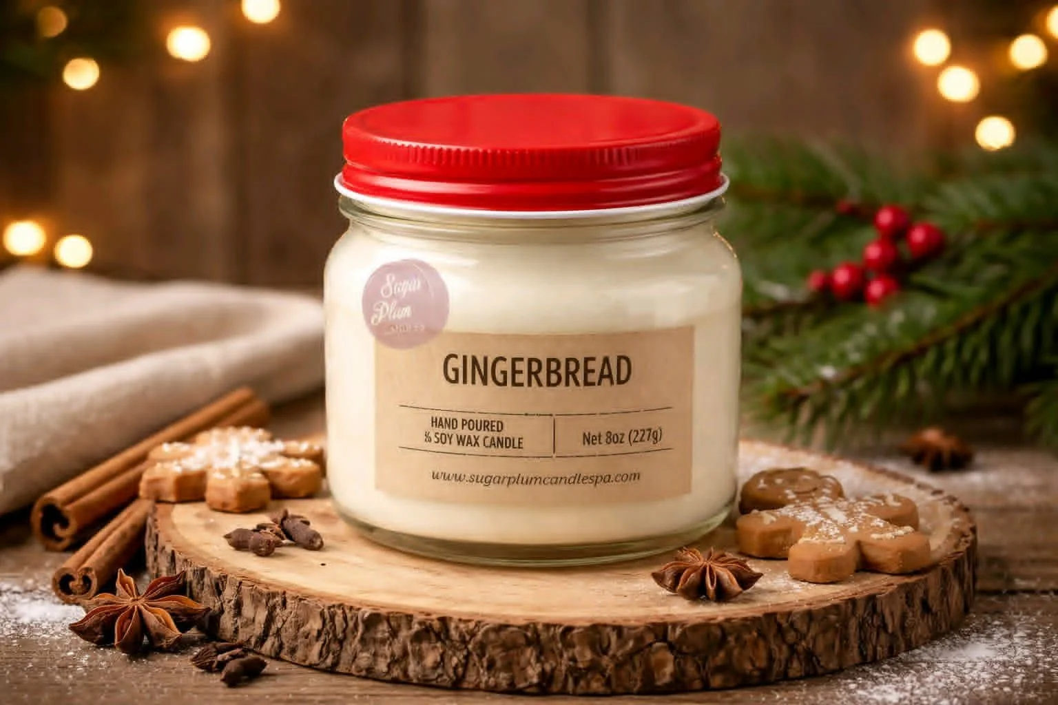8oz Mason Jar Soy Wax Candle: Gingerbread