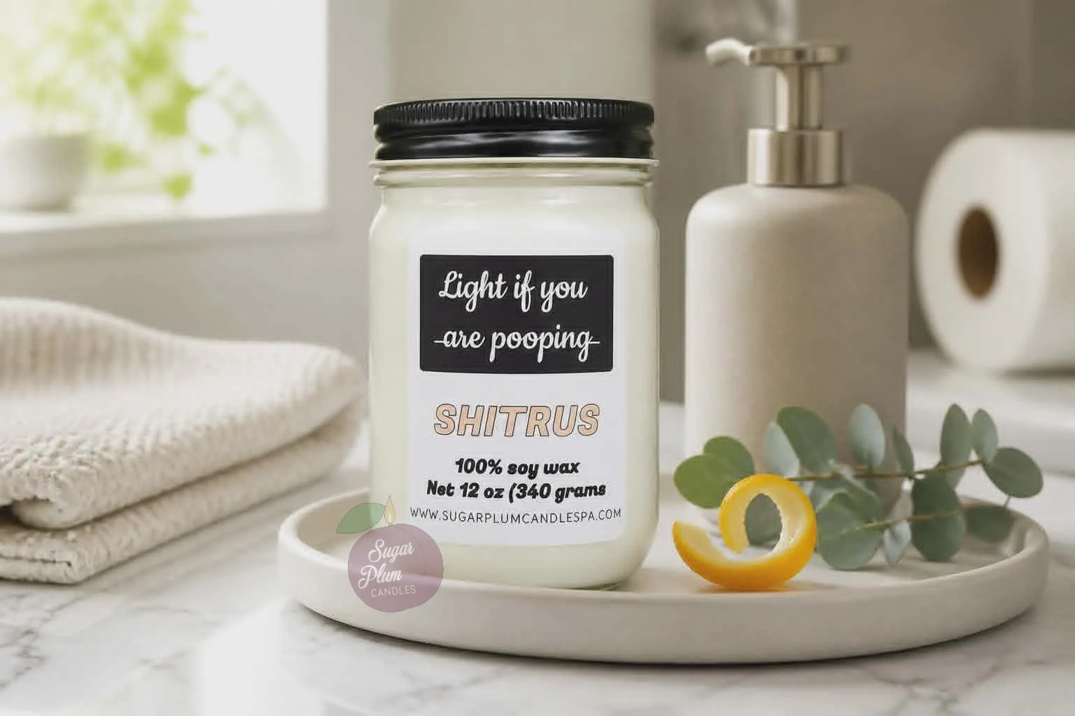 "Light if you are pooping": 12oz Fun Label, Soy Wax Candle