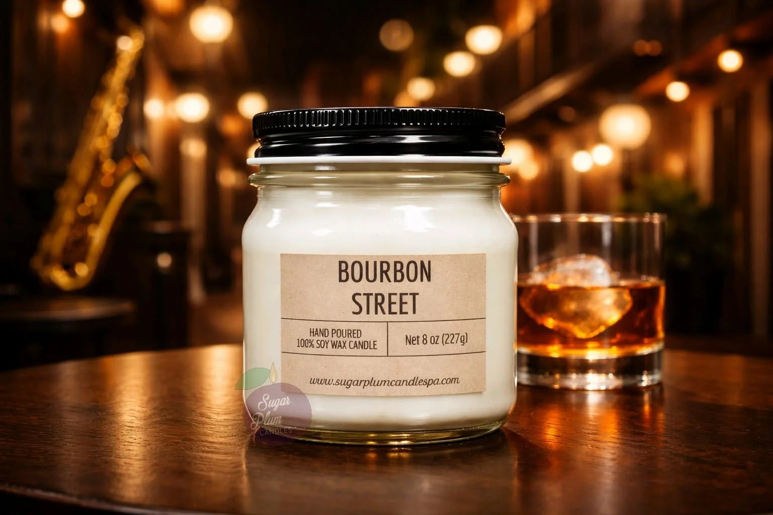 8oz Mason Jar Soy Wax Candle: Bourbon Street
