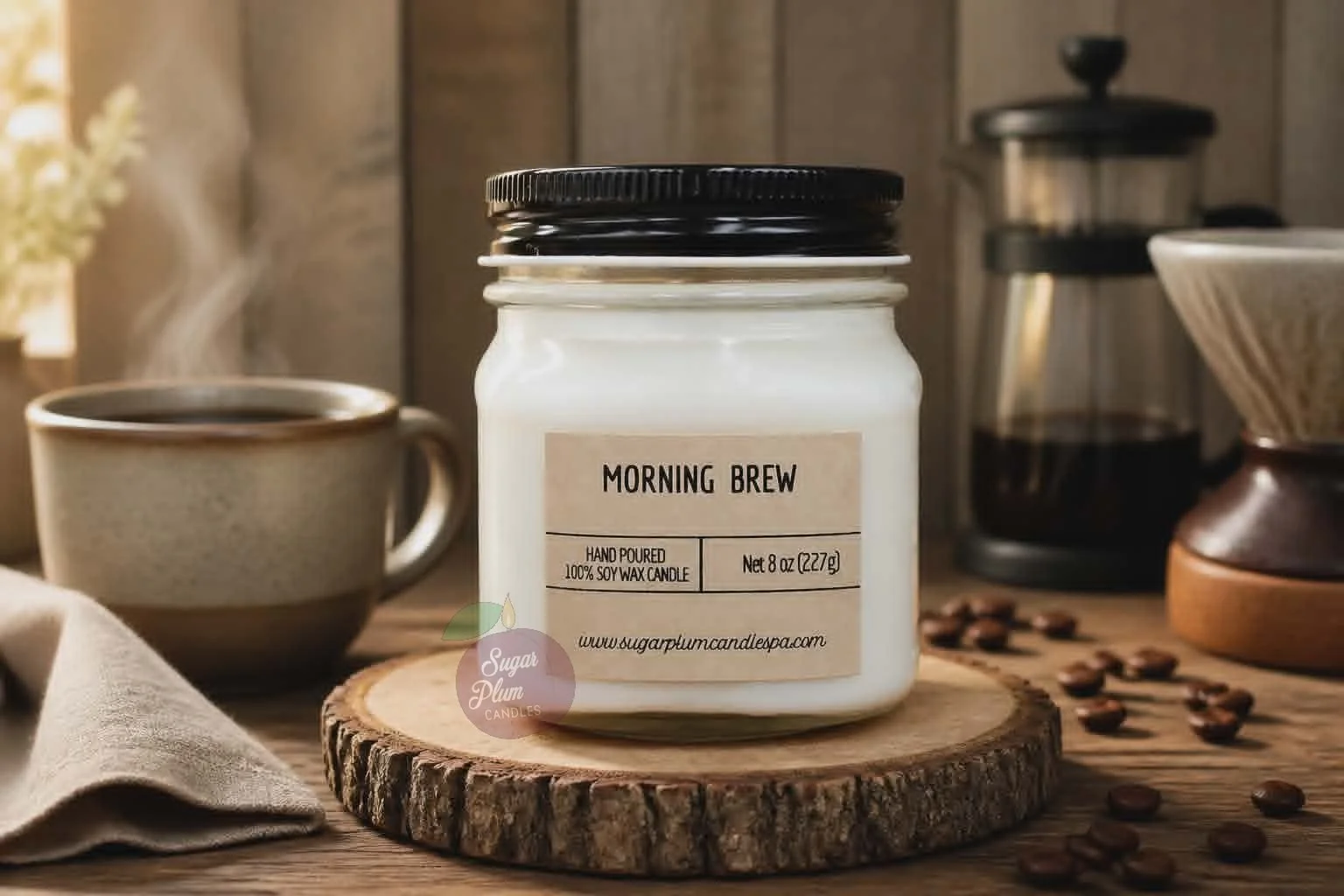 8oz Mason Jar Soy Wax Candle: Morning Brew