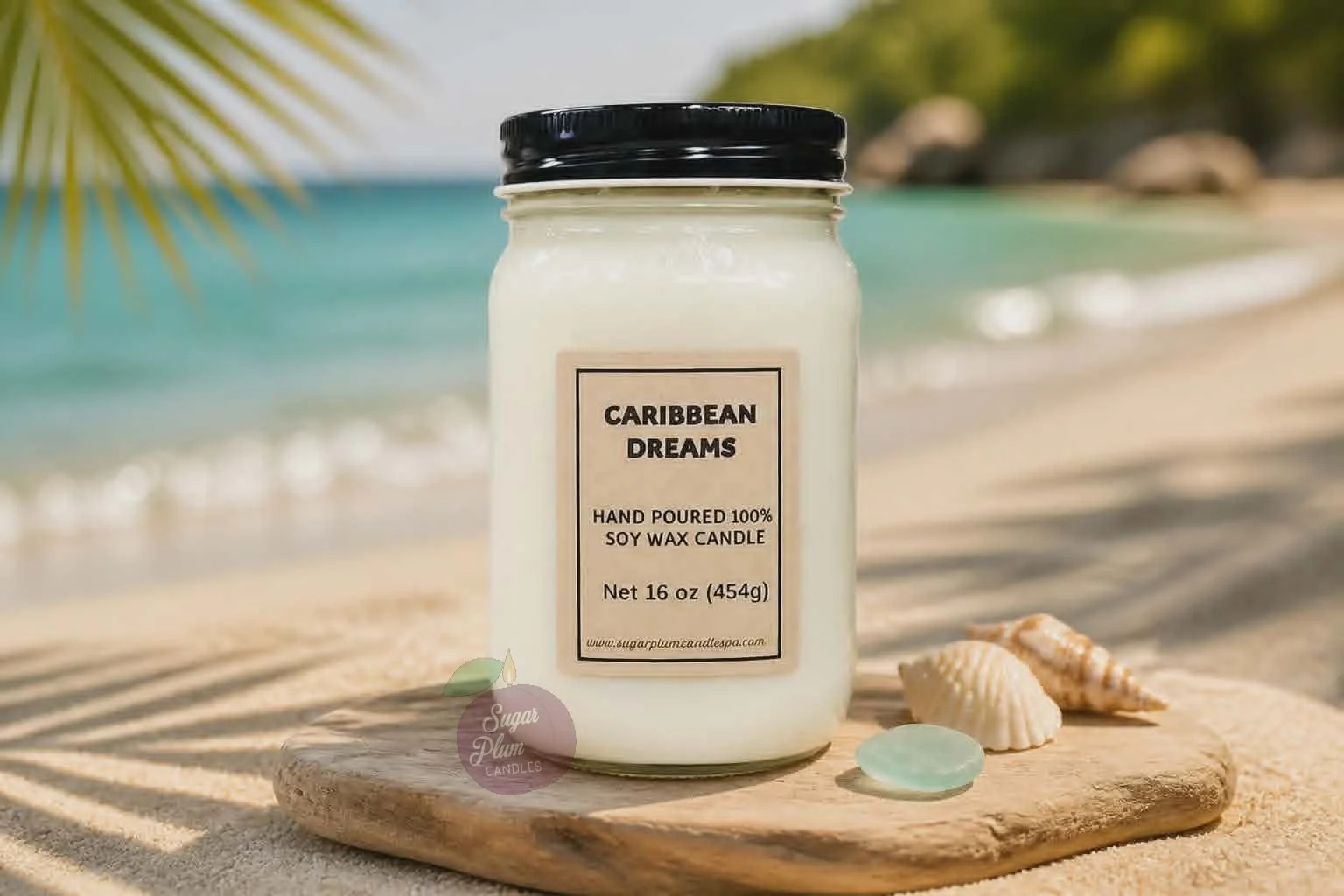 16oz Mason Jar Soy Wax Candle: Caribbean Dreams