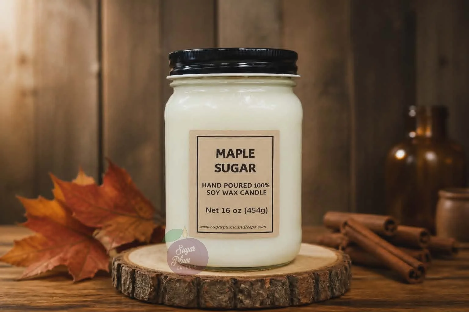16oz Mason Jar Soy Wax Candle: Maple Sugar