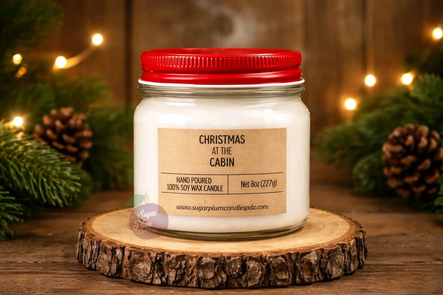 8oz Mason Jar Soy Wax Candle: Christmas at the Cabin