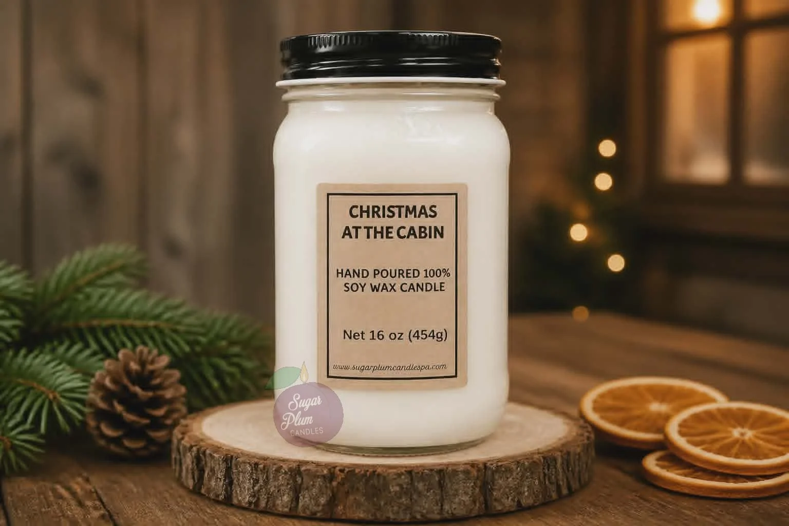 16oz Mason Jar Soy Wax Candle: Christmas at the Cabin