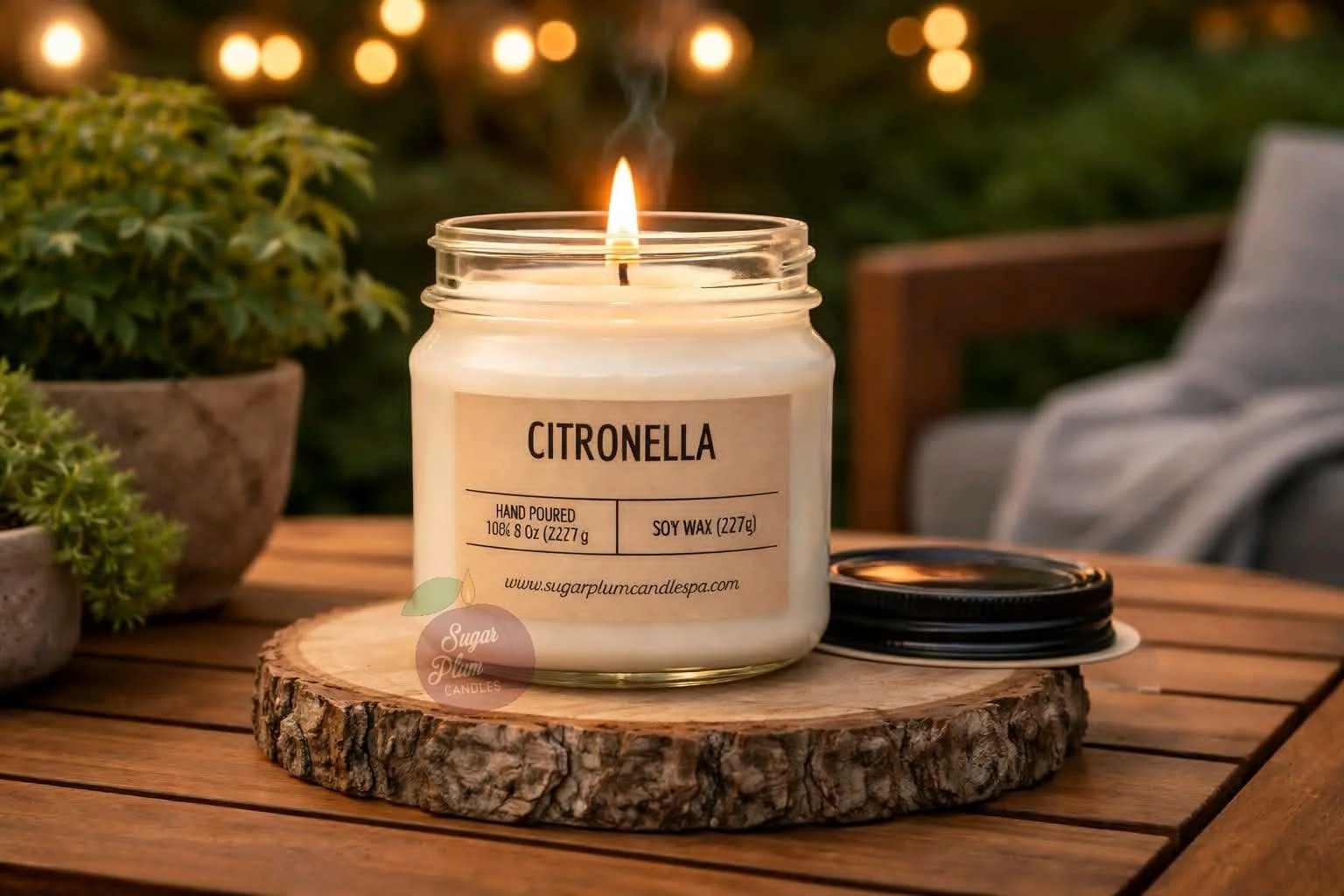 8oz Mason Jar Soy Wax Candle: Citronella