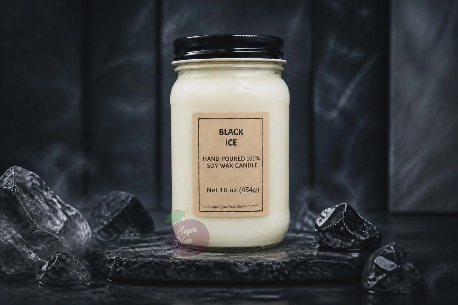 16oz Mason Jar Soy Wax Candle: Black Ice