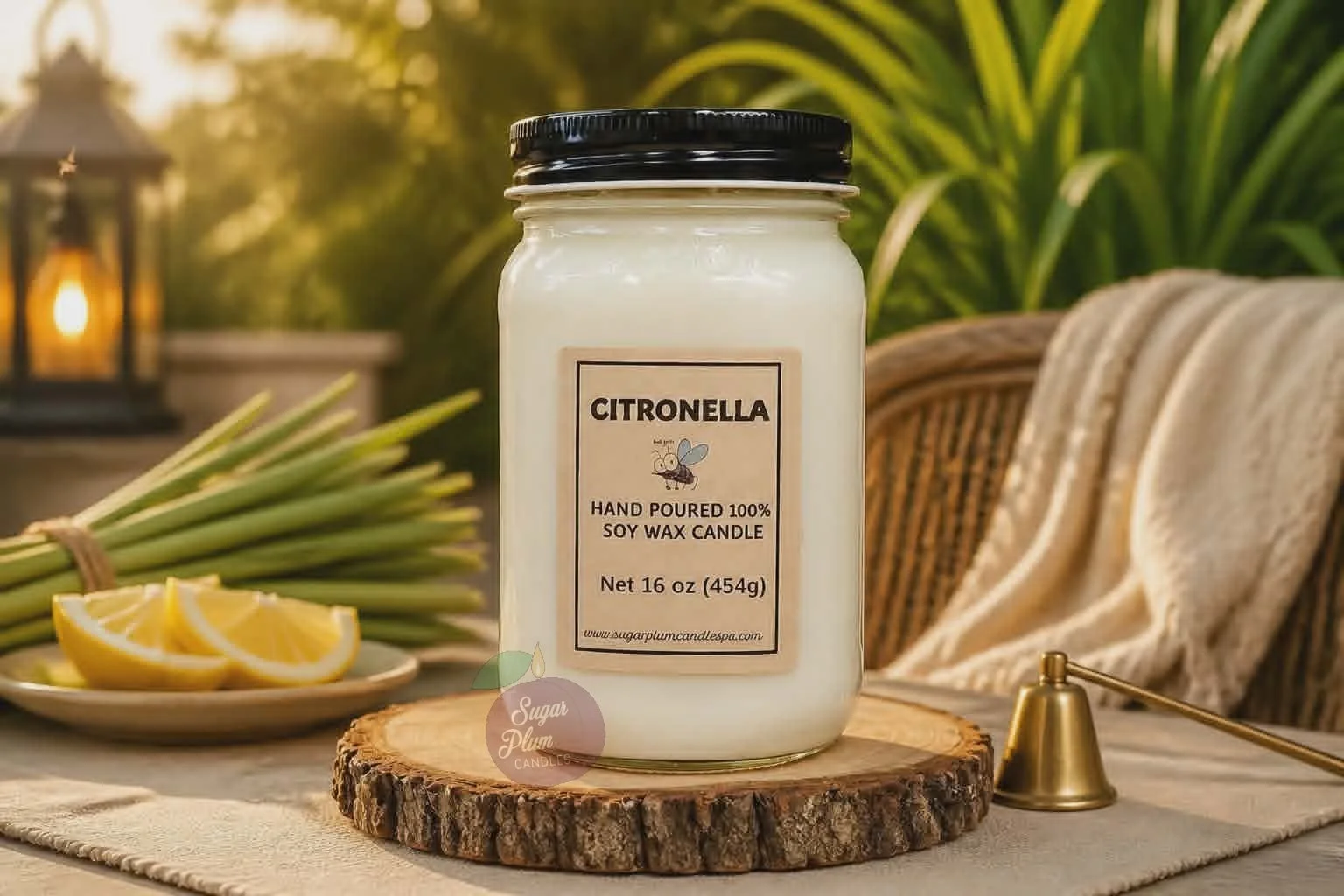 16oz Mason Jar Soy Wax Candle: Citronella: