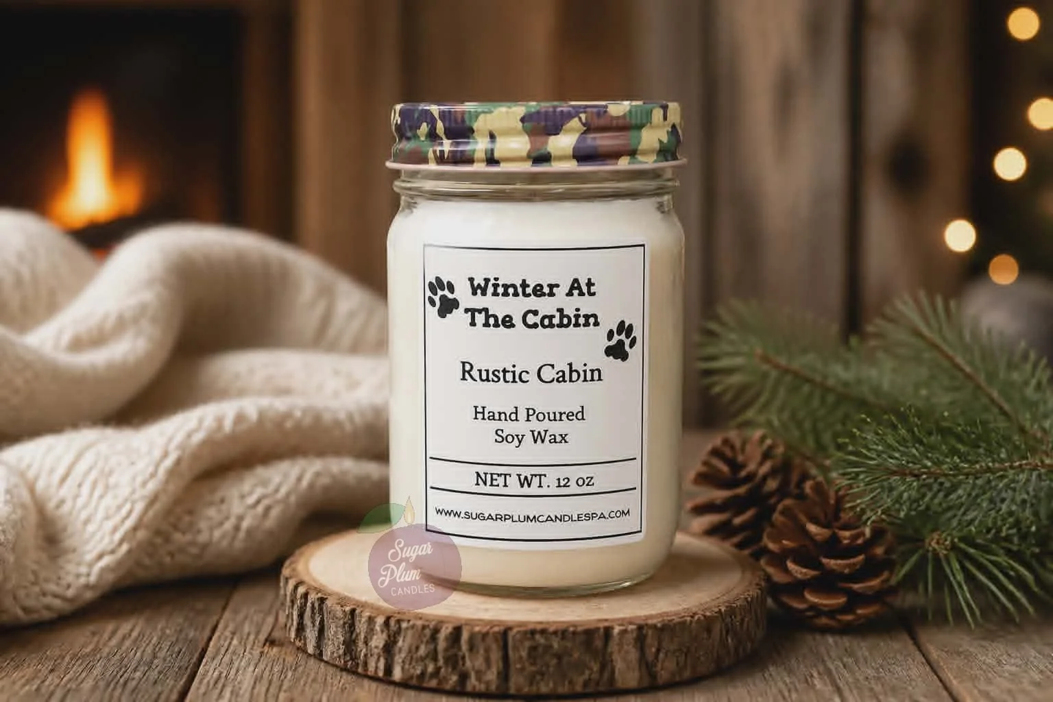 "Winter at the Cabin" - Rustic Cabin: 12oz Pet Themed, Soy Wax Candle