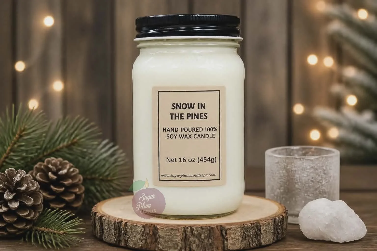 16oz Mason Jar Soy Wax Candle: Snow In the Pines