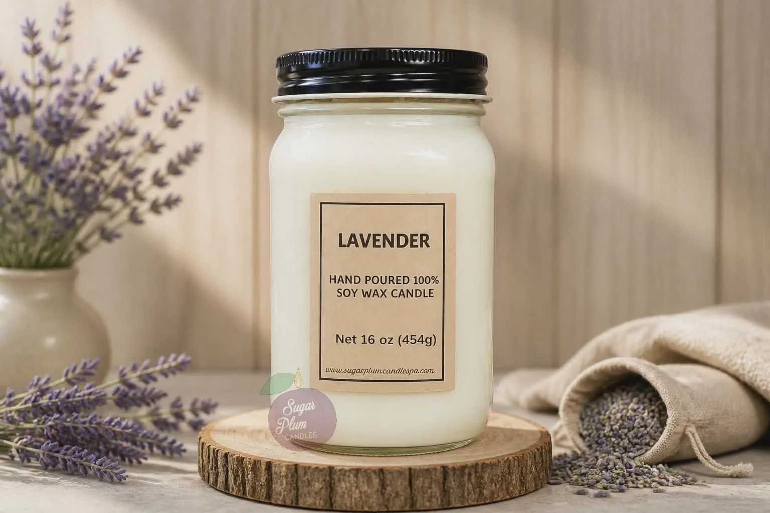 16oz Mason Jar Soy Wax Candle: Lavender