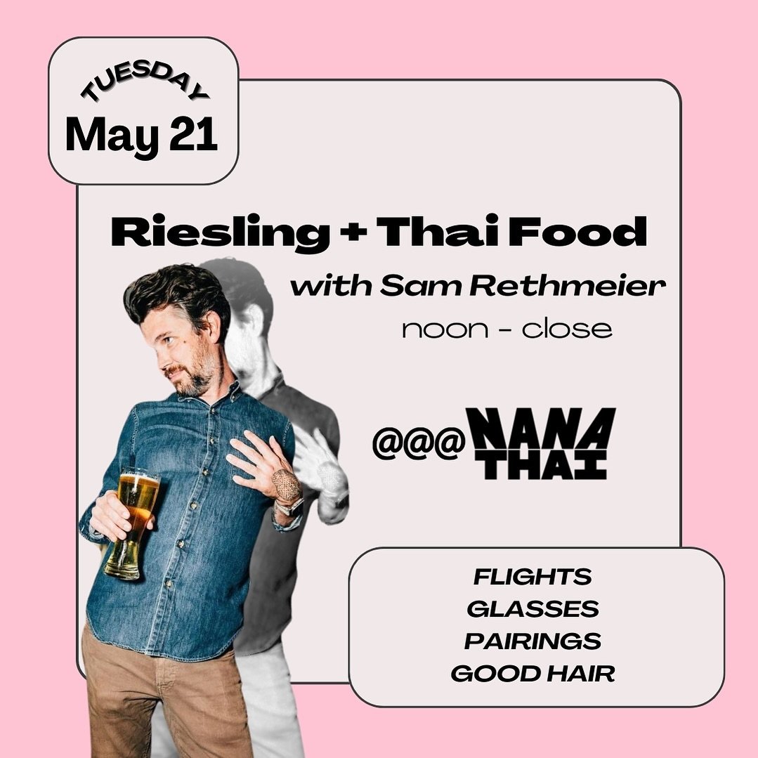 Pretty excited about this one 🥹 
@srethmeier is coming up so we can open some Riesling and drink it with @nikolas_ramirez808 Thai food. we&rsquo;re going to curate a flight of rieslings from all over the world 🌎 show you some differences and maybe 