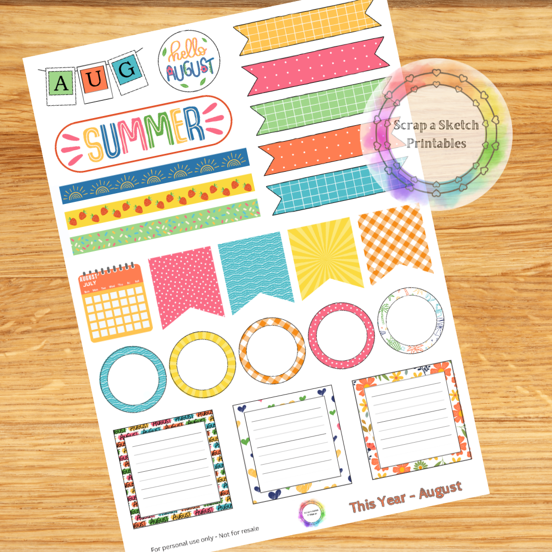This Year - August Journalling elements