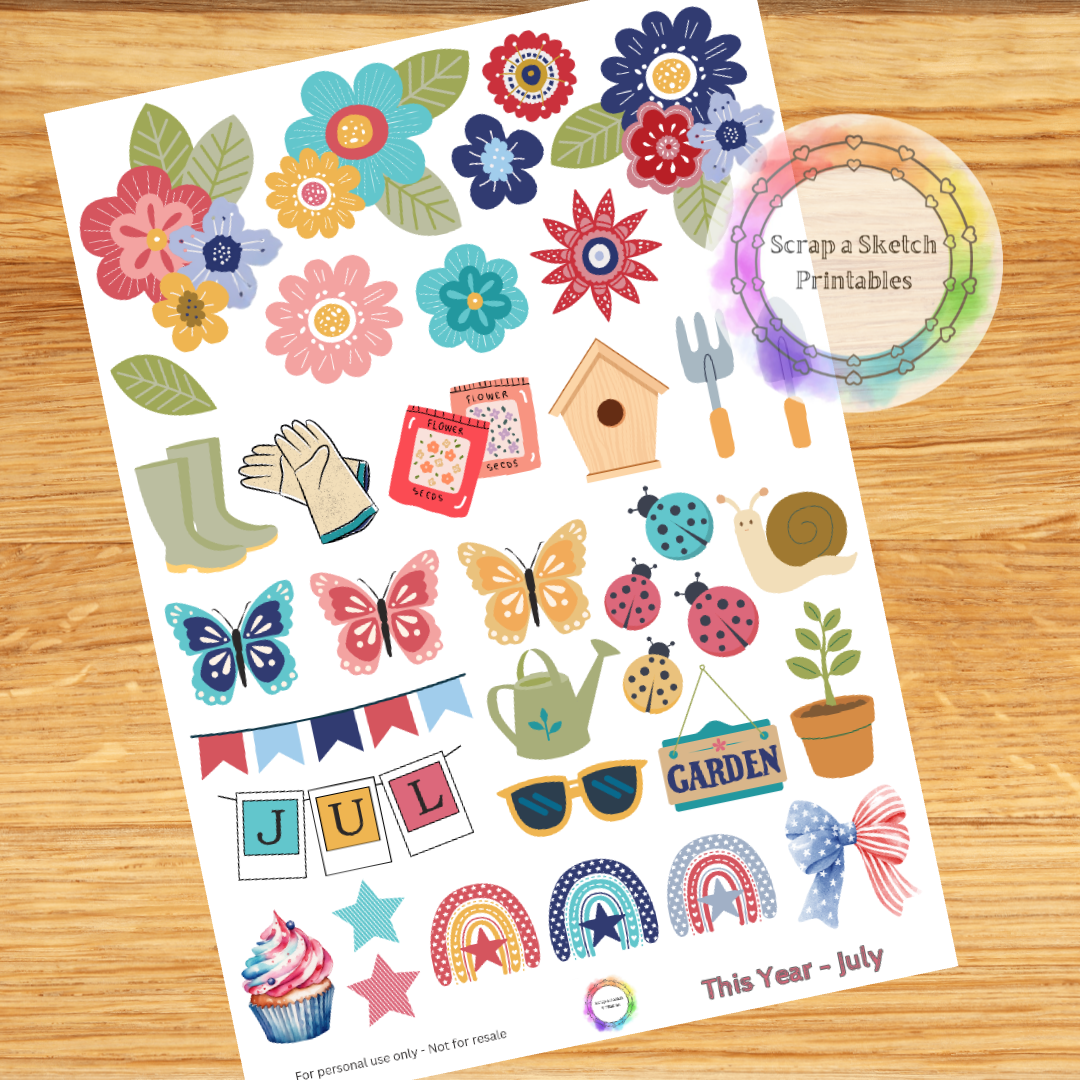 This Year - July Icons and elements