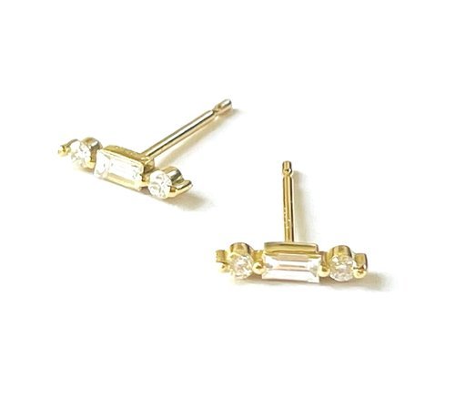 Baguette Diamond Halo Dangle Earrings (E4228) – R&R Jewelers