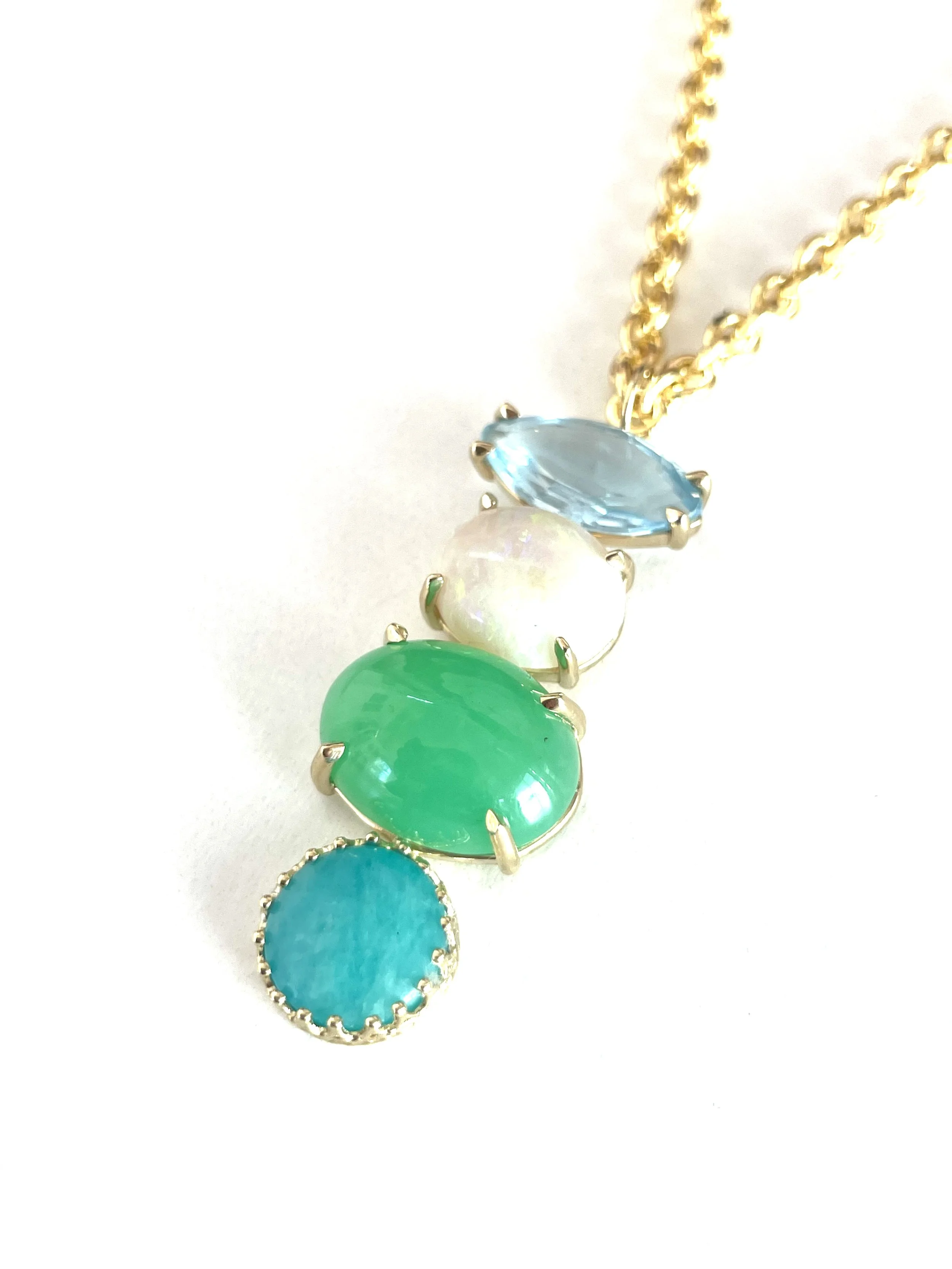 One of a Kind - "Dreaming of the Sea"  Four Gemstone Necklace