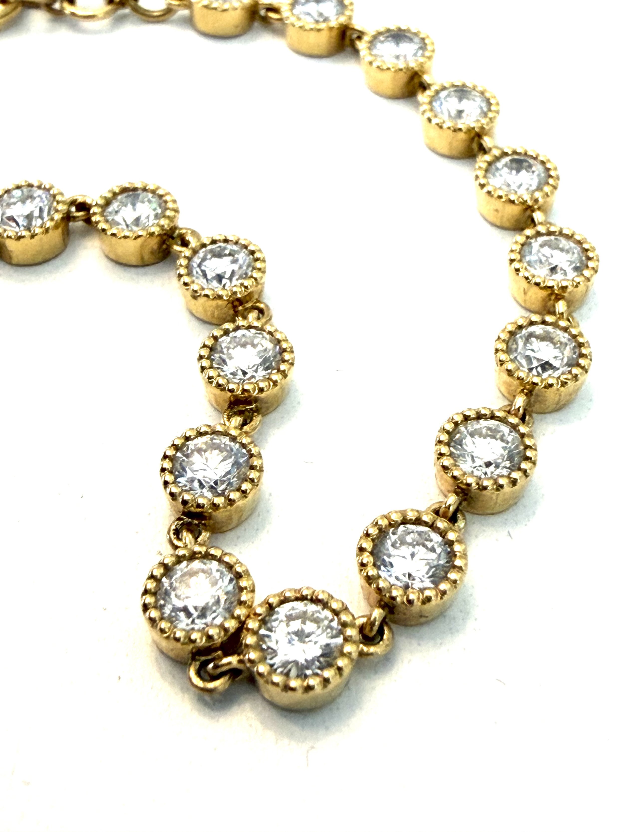 Vintage 18k, 4 carat bead set Tennis Bracelet