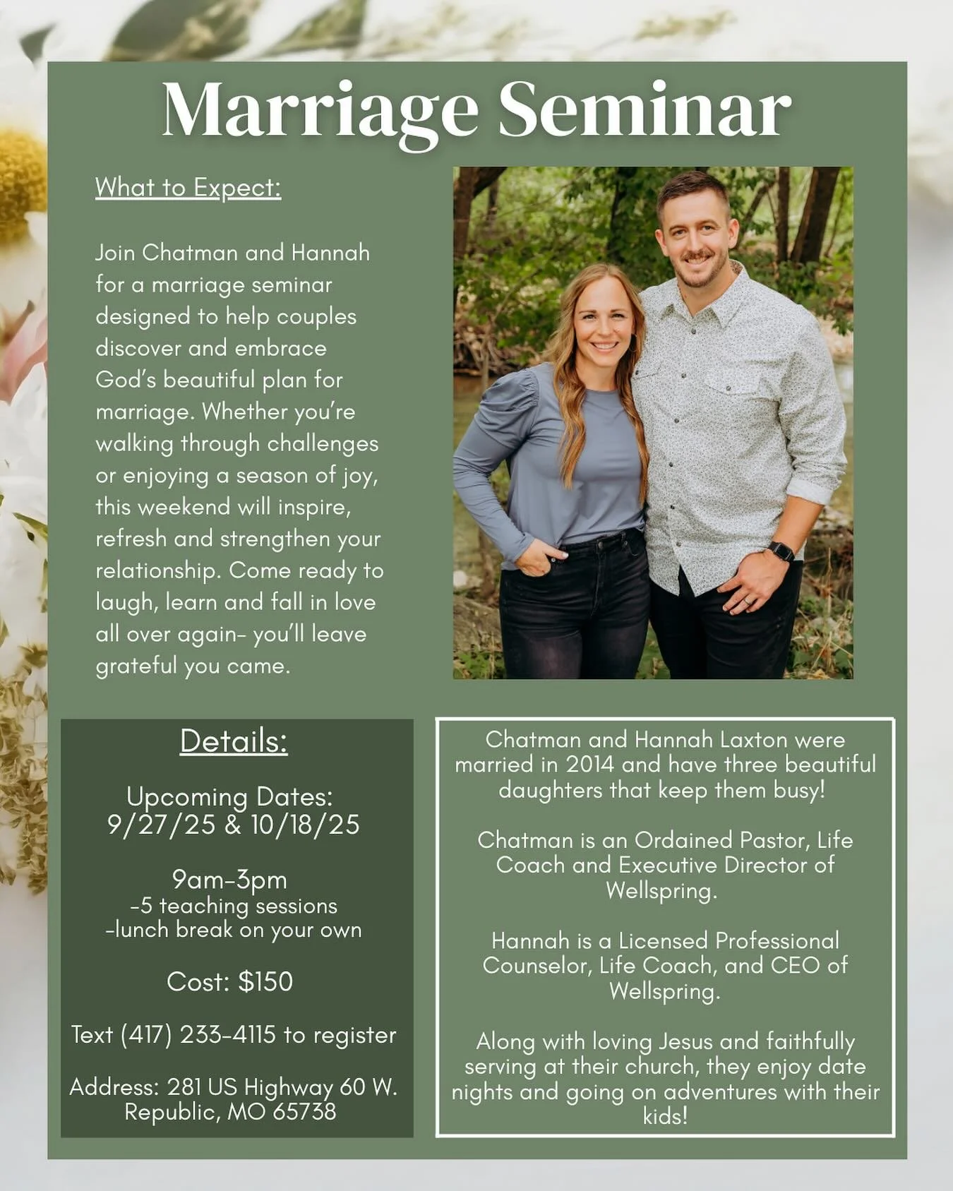 @hannah_wellspringcounseling is thrilled to introduce an incredible chance to deepen your connection with your spouse at the upcoming marriage seminar.