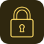 A closed padlock icon with a keyhole in the center.