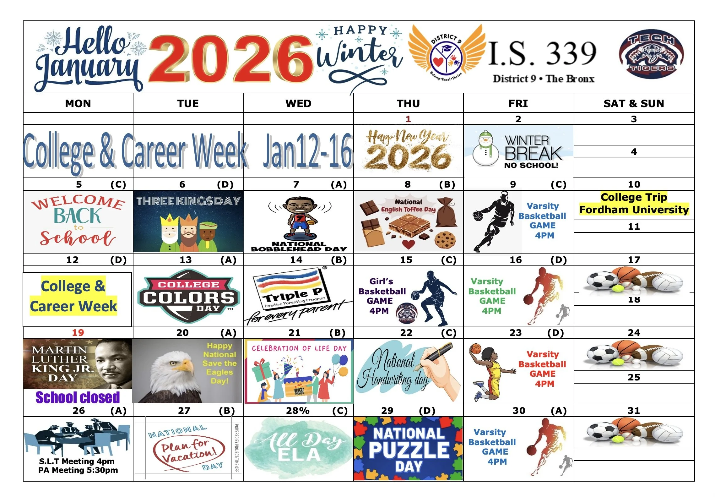 January calendar
