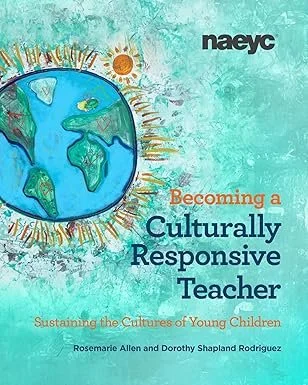 Painted globe on a teal textured background with title about culturally responsive teaching.