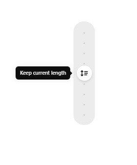 Close-up of Canvas's vertical length adjustment slider for adjusting text length, currently set to “Keep current length.”