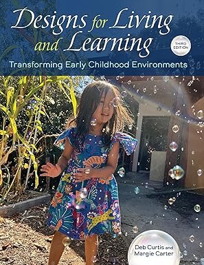 Young girl outdoors in a colorful dress surrounded by bubbles, with title about early childhood environments.