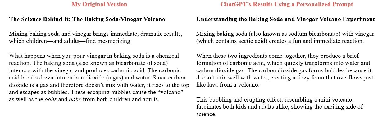 Chart showing my original version and ChatGPT's results